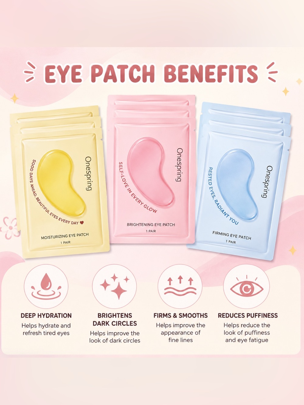 Onespring Hydrating & Moisturizing Under Eye Patches NIB - Picture 7 of 7